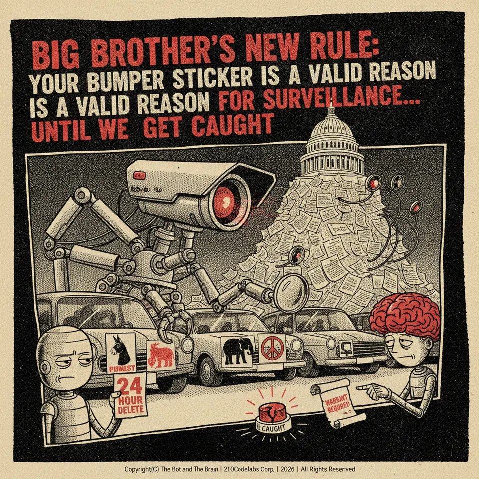 Big Brother’s New Rule: Your Bumper Sticker is a Valid Reason for Surveillance… Until We Get Caught